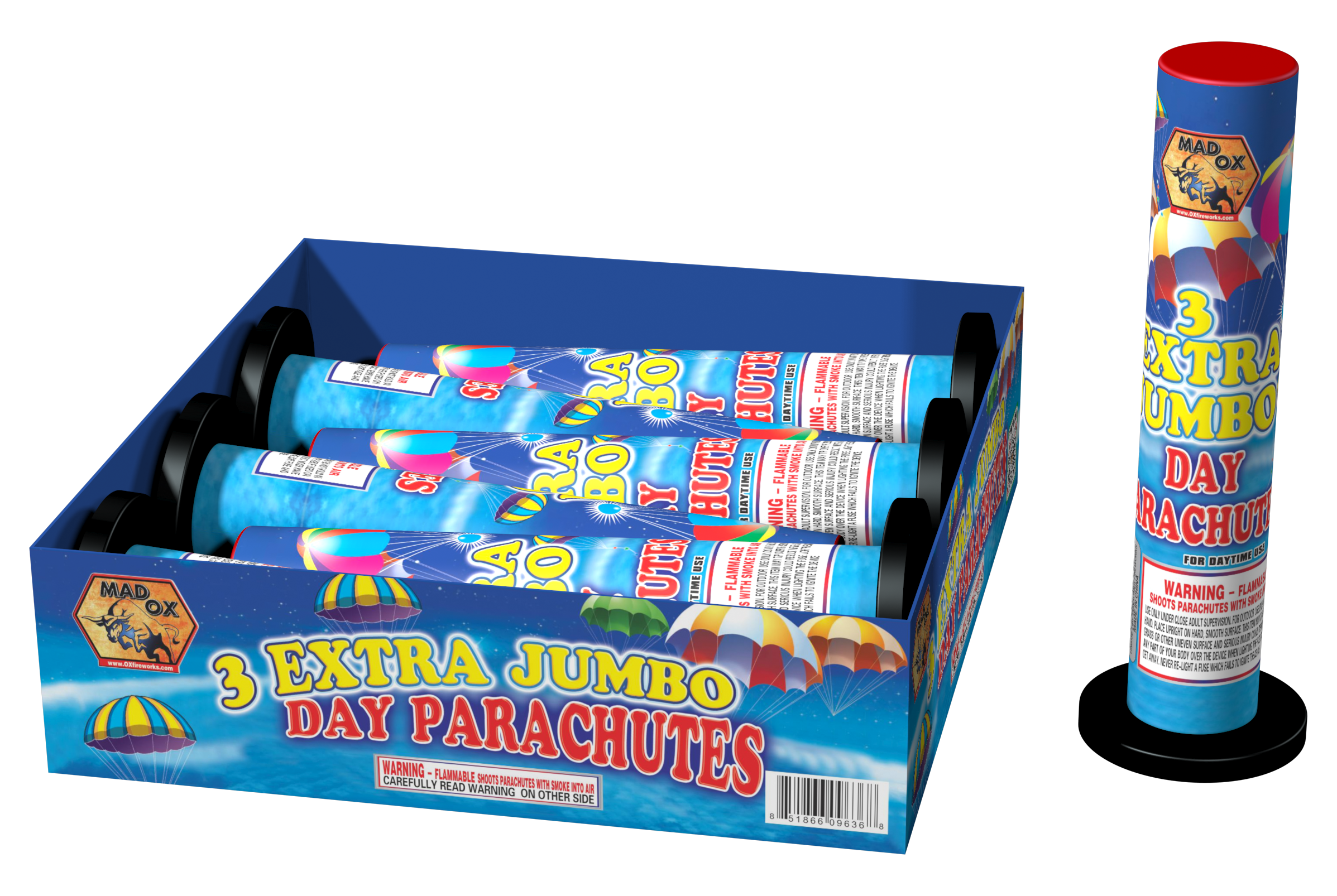 Three Extra Jumbo Day Parachutes
