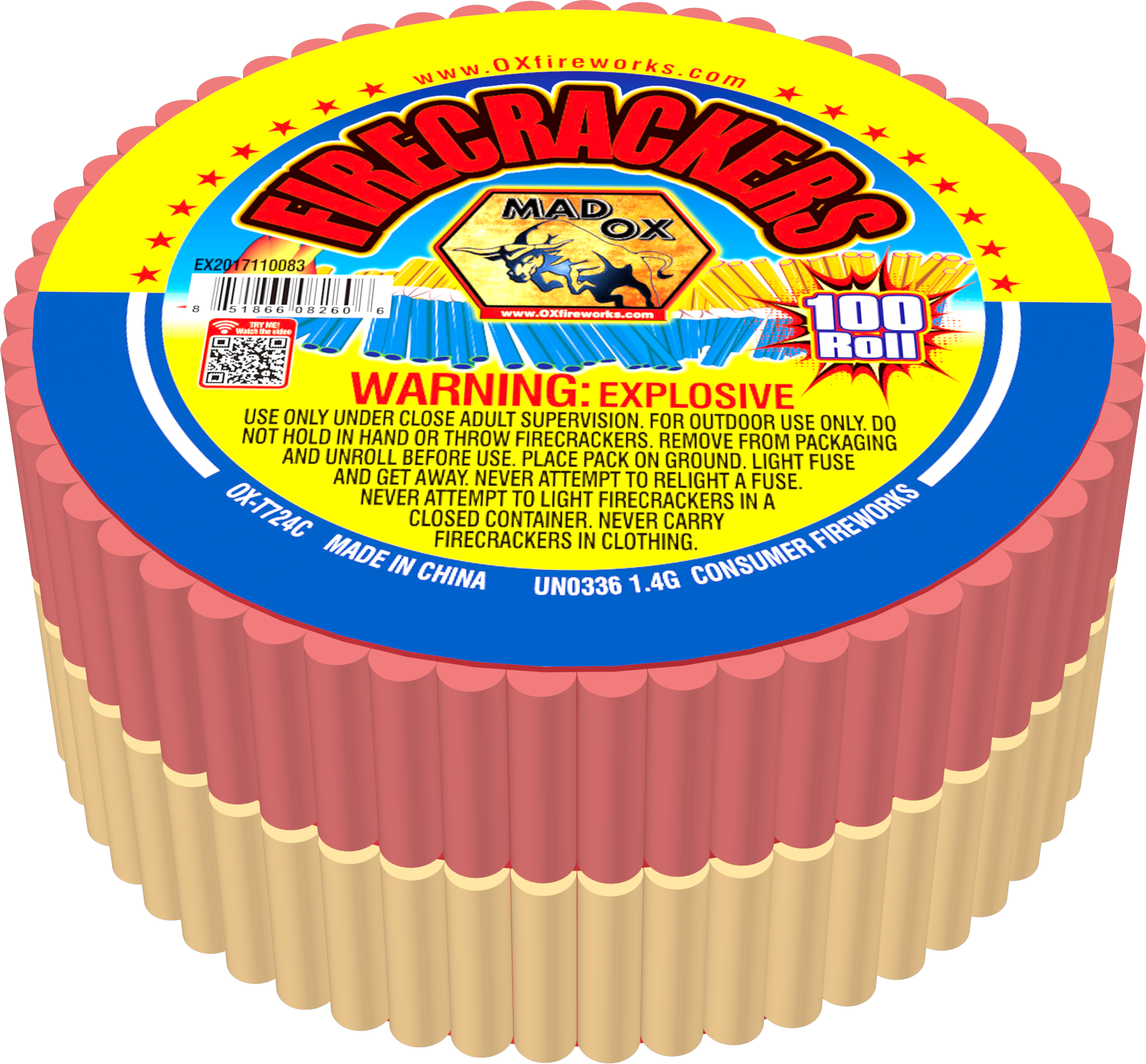 Color Paper Firecrackers 100'S Roll
