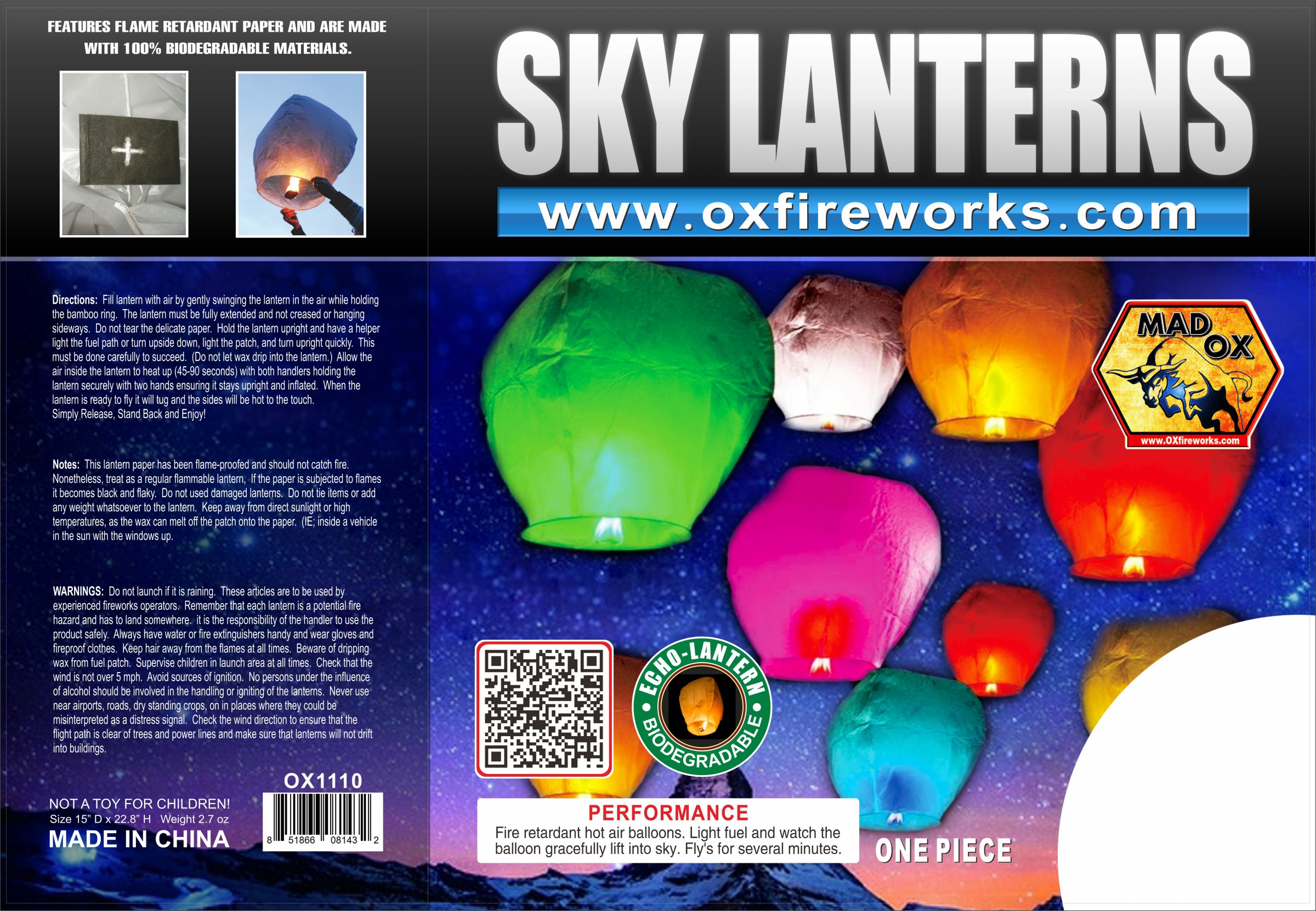 Sky Lanterns-Red,Pink,Orange,White And Green