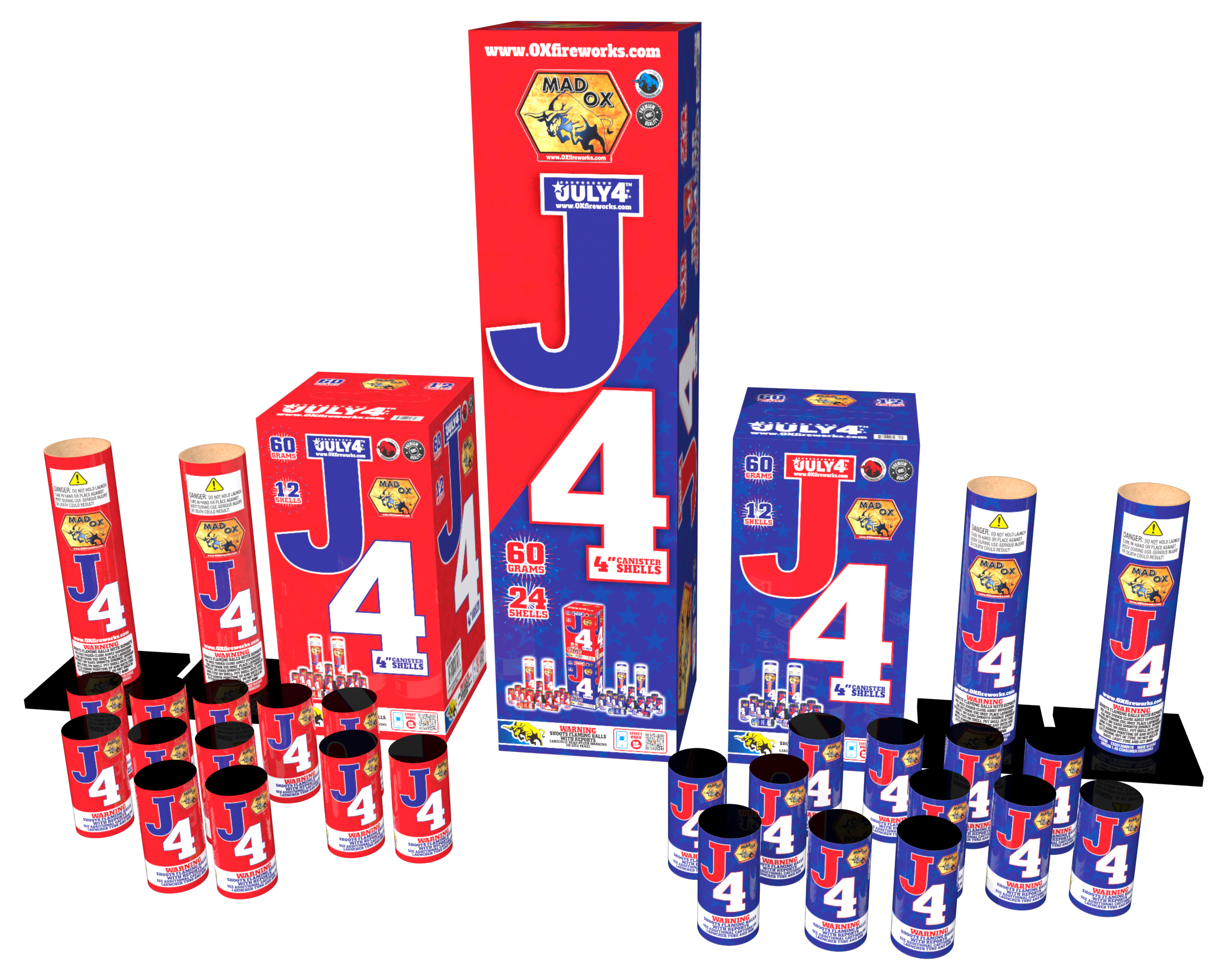 J4 - 24 4" shells with 2 retail 12 packs
